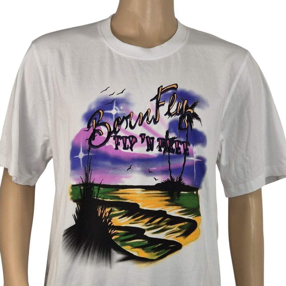 Born Fly Men's  Fly 'N Free White Graphic Print T-Shirt Size 2XL (45)